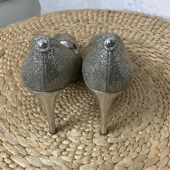 Michael Michael Kors Sparkling Silver Platform Slip On Pumps Size 8 - Picture 4 of 9